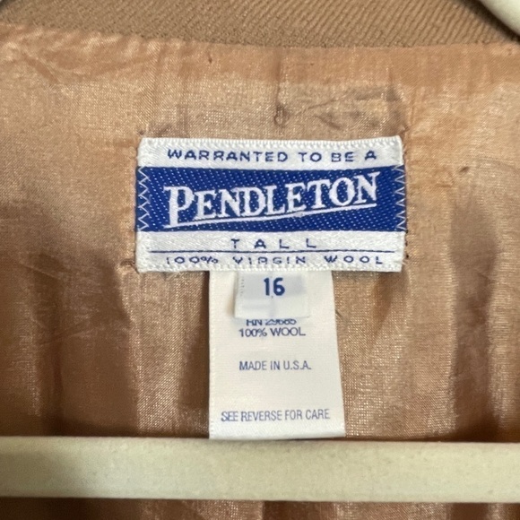 Vintage Pendleton 100% Wool Double Breasted Camel Jacket Size 16 Tall - Picture 12 of 13